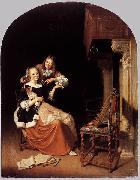 Pieter Cornelisz. van Slingelandt Lady with a Pet Dog oil painting